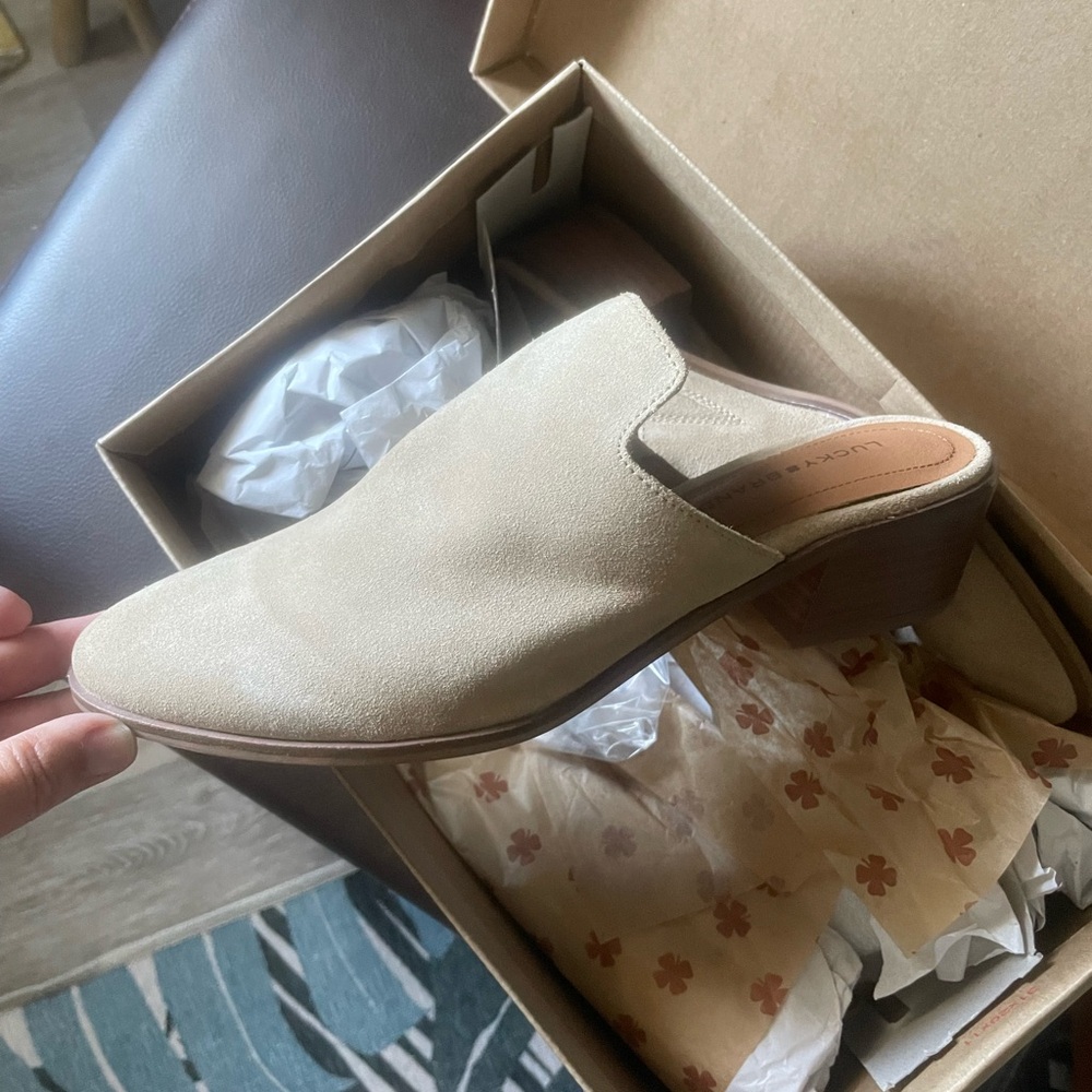 Lucky Brand Natural Suede Mules